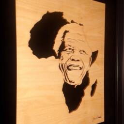 Nelson Mandela Wood Portrait, Scroll Saw Art, African Art - thumbnail 4