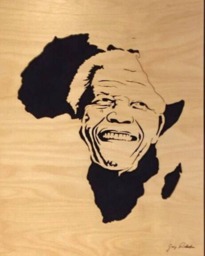Nelson Mandela Wood Portrait, Scroll Saw Art, African Art - thumbnail 3
