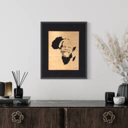 Nelson Mandela Wood Portrait, Scroll Saw Art, African Art - thumbnail 2