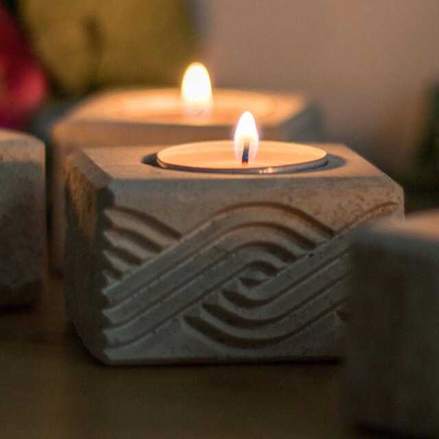 Personalised Candle Holder Made Of Limestone, Stone Home Decor - image 1