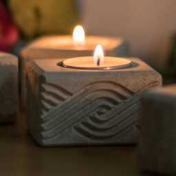 Personalised Candle Holder Made Of Limestone, Stone Home Decor - thumbnail 1