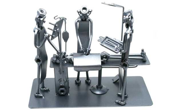 Operating Room Doctor Statue Gift, Anesthesiologist Nurse Nuts & Bolts Metal Sculpture Graduation Handmade Ornament Steel Figurine - image 1