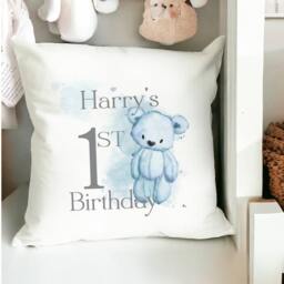 Personalised First Birthday Cushion, Baby Bear Baby's , 1st Gift - thumbnail 2
