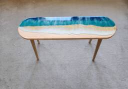 Epoxy Resin Ocean Wave Coffee Table Coastal Beach House Decor