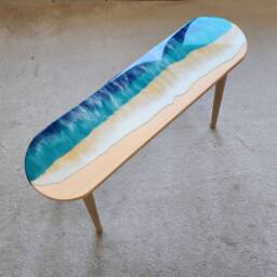 Epoxy Resin Ocean Wave Coffee Table Coastal Beach House Decor - thumbnail 4