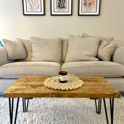 Rustic Reclaimed Wood Coffee Table With Hairpin Legs - thumbnail 4