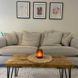 Rustic Reclaimed Wood Coffee Table With Hairpin Legs - thumbnail 2