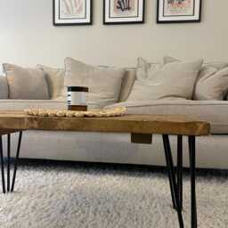 Rustic Reclaimed Wood Coffee Table With Hairpin Legs - thumbnail 3