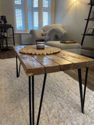 Rustic Reclaimed Wood Coffee Table With Hairpin Legs