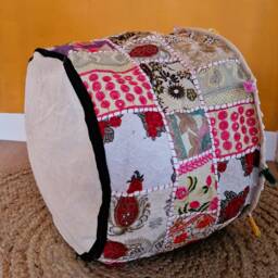 Indian Pouf Cover. Patchwork Ottoman. Handmade Home Deco - thumbnail 4