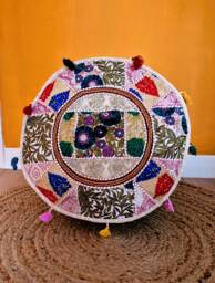 Indian Pouf Cover. Patchwork Ottoman. Handmade Home Deco - thumbnail 1