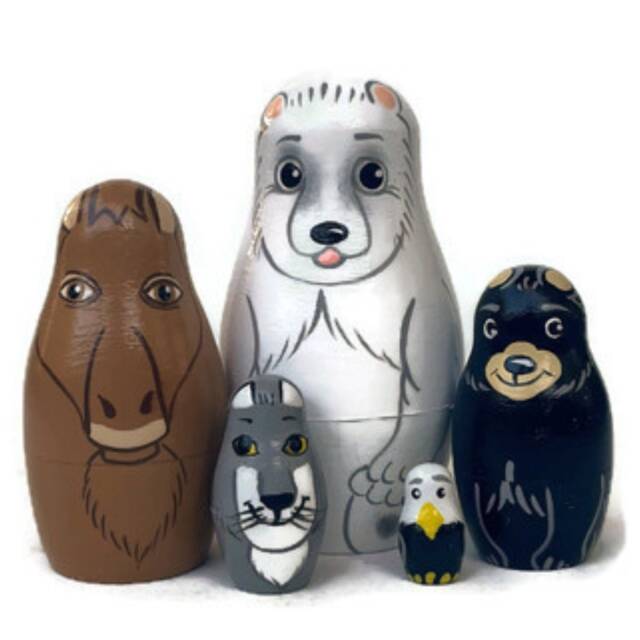 Handmade Alaska Animals Nesting Dolls Montessori Wooden Toy - image 1