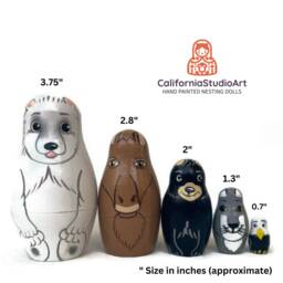 Handmade Alaska Animals Nesting Dolls Montessori Wooden Toy - thumbnail 3