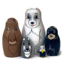 Handmade Alaska Animals Nesting Dolls Montessori Wooden Toy - thumbnail 1
