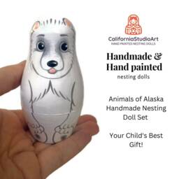 Handmade Alaska Animals Nesting Dolls Montessori Wooden Toy - thumbnail 2