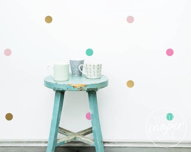 Polka Dots 5cm - Vinyl Wall Decals 4 Colours Gold, Light Pink, Mint, Candy Pink 2 Inch Spots Circle Stickers Nursery Kids Room D??cor - image 1