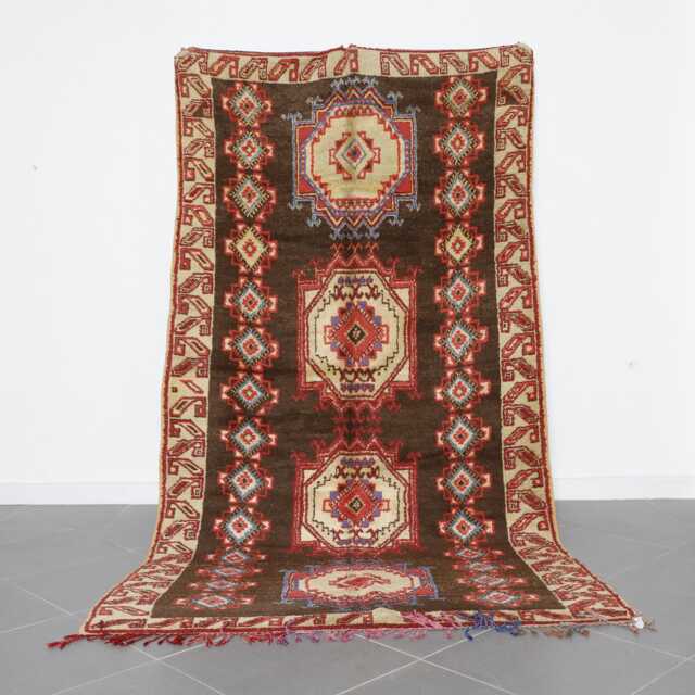 Handwoven Moroccan Wool Rug 10x5 Ft Vintage Berber Tribal Carpet - image 1