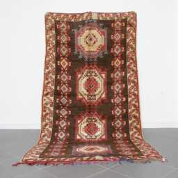 Handwoven Moroccan Wool Rug 10x5 Ft Vintage Berber Tribal Carpet - thumbnail 1