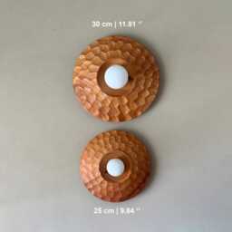 Natural Acacia Wood Wall Lighting, Sculpture Sconce, Mounted Lamp, Light, Handmade, Japandi, Minimal Design - thumbnail 3