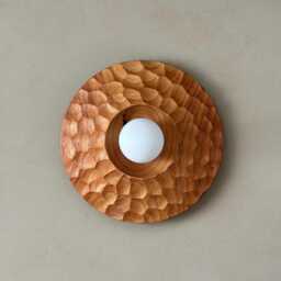 Natural Acacia Wood Wall Lighting, Sculpture Sconce, Mounted Lamp, Light, Handmade, Japandi, Minimal Design - thumbnail 2