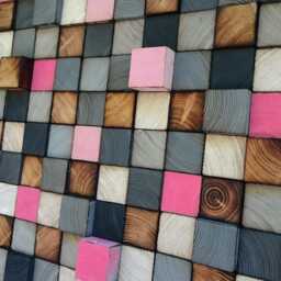 Handmade Reclaimed Wood Wall Art - Grey, Pink Mosaic Decor - thumbnail 4