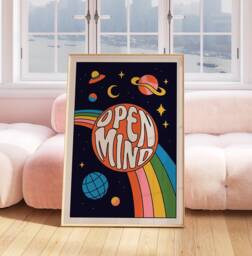 Retro Groovy Space Print Vintage Wall Art 70S Style Poster Trendy Illustration Funky Hippie Decor 2231 - thumbnail 1