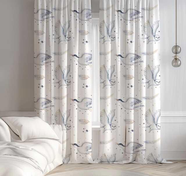 Magical Owl & Birds Curtains, Nursery Curtains Blackout Or Non Blackout, With Eyelets, Pencil Pleat Rod Pocket, Bird Decor - image 1