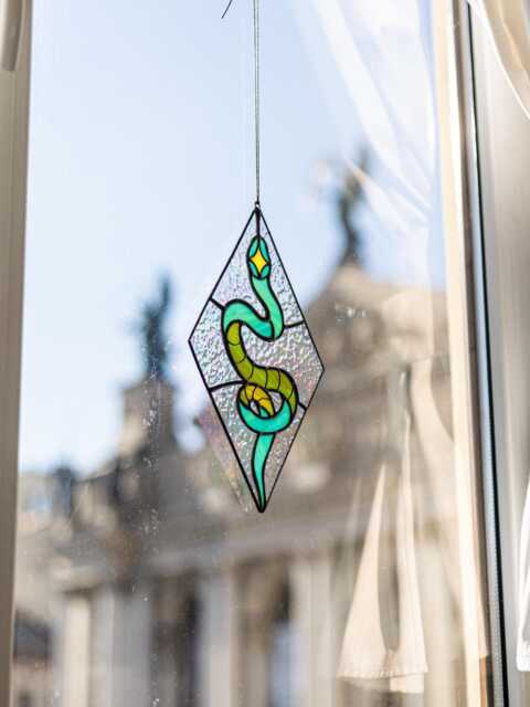 stained Glass Sun Catcher Snake Decor Suncatcher Picture Home House Window Wall Hangings Fathers Day Gift, Cobra Reptile Serpent - image 1