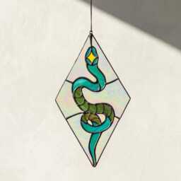 stained Glass Sun Catcher Snake Decor Suncatcher Picture Home House Window Wall Hangings Fathers Day Gift, Cobra Reptile Serpent - thumbnail 2