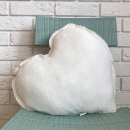 Soft White Heart Muslin Pillow Kids Room Cushion Babotipi - thumbnail 4