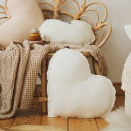 Soft White Heart Muslin Pillow Kids Room Cushion Babotipi - thumbnail 2