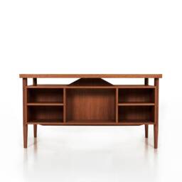 Desk in A Minimalist Scandinavian Style Made Of Veneered Oak Wood - Teak Colour T-B02 - thumbnail 4