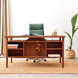 Desk in A Minimalist Scandinavian Style Made Of Veneered Oak Wood - Teak Colour T-B02 - thumbnail 3