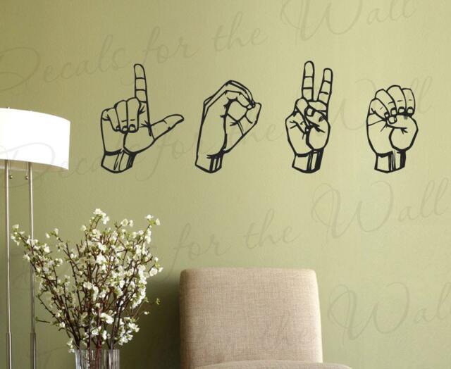 I Love You Sign Language Wall Decal Vinyl Graphic Asl Art Sticker Decoration Large Decor Mural G24 - image 1