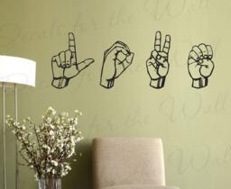 I Love You Sign Language Wall Decal Vinyl Graphic Asl Art Sticker Decoration Large Decor Mural G24 - thumbnail 1