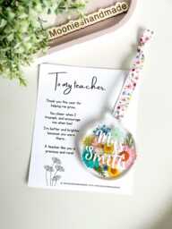Teacher Wall Decor, Thank You Personalised Gift, Bauble, End Of Year Dried Flower Cheap Gift - thumbnail 1