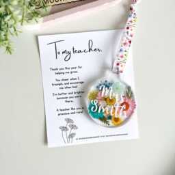 Teacher Wall Decor, Thank You Personalised Gift, Bauble, End Of Year Dried Flower Cheap Gift - thumbnail 3