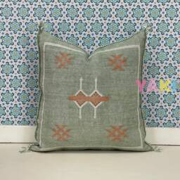 Yakiti-Green Square Moroccan Pillows 20x20, Aka Cactus Silk Pillow, Sabra Pillows, Outdoor Luxury Pillow, Durable & Weather Resistant - thumbnail 3