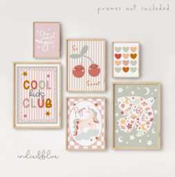Personalised Set Of 6 Girls Gallery Wall Prints, Cool Kids Club, Unicorn Magic Positivity Girl Bedroom Art, Sage Green & Dusky Pink - thumbnail 1