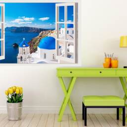 Greece Wall-Decal, Santorini Murals 3D Wall Decor, Vinyl Decals, Stickers, Peel & Stick Vinyl W33 - thumbnail 3