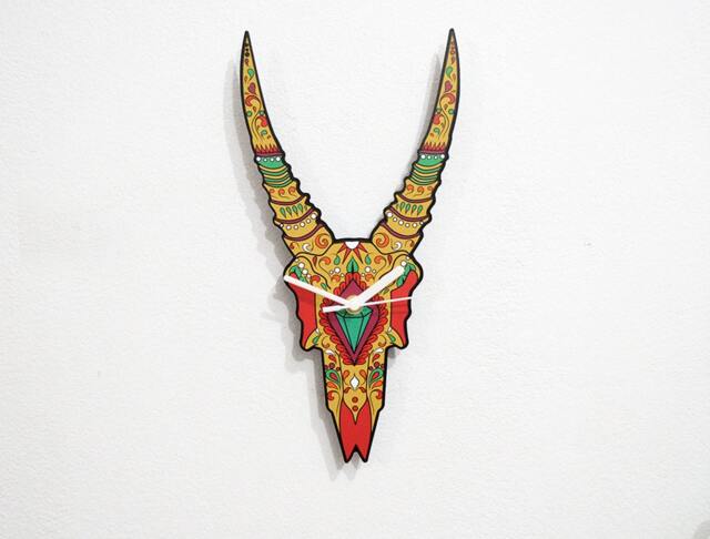 Gemsbok Antelope Day Of The Dead Sugar Skull - Wall Clock - image 1