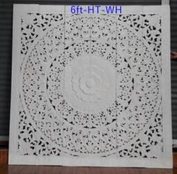 Large White King Headboard Mandala Wall Art Panel Bohemian 72 Inches Lotus Flower Wooden Hand Craved Carve Craving Teak Wood Thai - thumbnail 1
