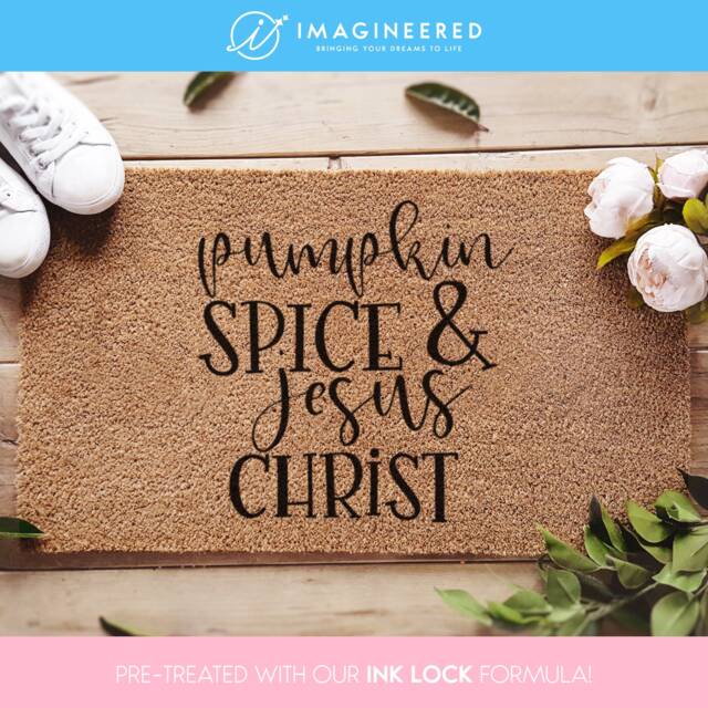 Pumpkin Spice & Jesus Christ Doormat - Is My Favourite Season Fall Decor Housewarming Gift - image 1