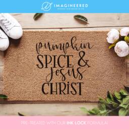 Pumpkin Spice & Jesus Christ Doormat - Is My Favourite Season Fall Decor Housewarming Gift - thumbnail 1