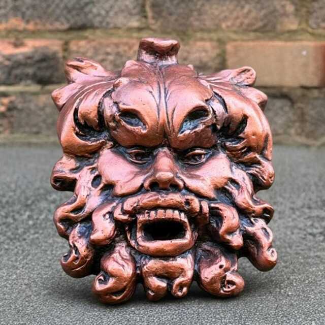 Concrete Green Man Mask Figurine Handmade Wall Ornament Garden Sculpture Outdoor Pagan Face Decor Cement Mythology Art - image 1