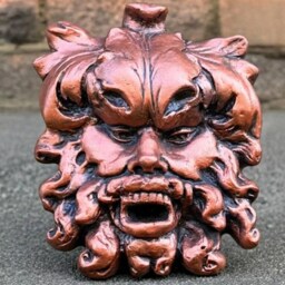 Concrete Green Man Mask Figurine Handmade Wall Ornament Garden Sculpture Outdoor Pagan Face Decor Cement Mythology Art - thumbnail 2