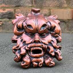 Concrete Green Man Mask Figurine Handmade Wall Ornament Garden Sculpture Outdoor Pagan Face Decor Cement Mythology Art - thumbnail 1