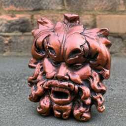 Concrete Green Man Mask Figurine Handmade Wall Ornament Garden Sculpture Outdoor Pagan Face Decor Cement Mythology Art - thumbnail 3