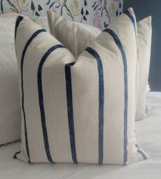 2 Colors Blue & Off White Stripe.gray Ivory Stripe Pillow Covers.slipcovers.toss Pillows.throw Pillows.cushion Covers.stripes - thumbnail 1