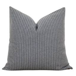 Gray Stripe Pillow Cover - Wool Blend & Beige Neutral 20x20 Throw Emery - thumbnail 1
